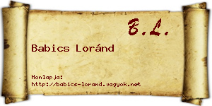 Babics Loránd névjegykártya